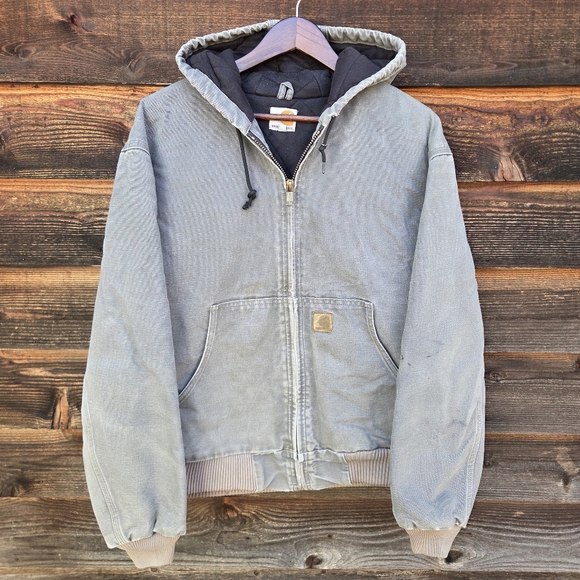 Carhartt Other - Vintage Carhartt Hooded Active Jacket Faded and Rare "Gravel" Grey J140 GVL